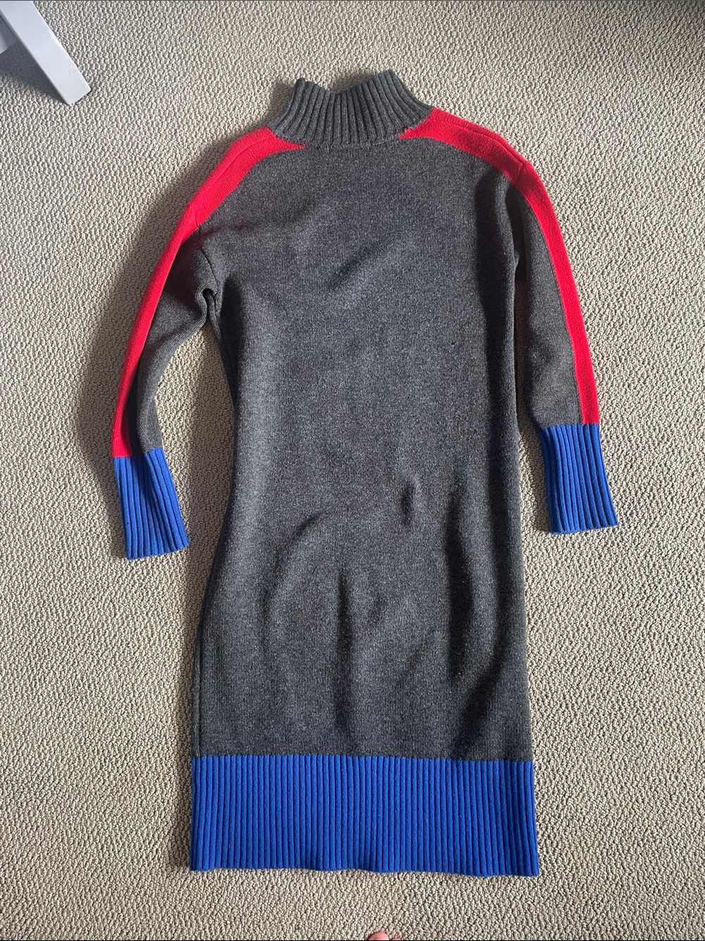 Boden Jessica Merino Sweater Dress with Blue and Red Accents. Small, 2R. - Picture 4 of 5